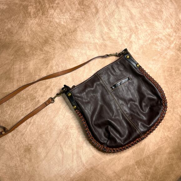 Chala Faux Pebbled Leather Whipstitch Floral Button Shoulder Bag Purse Boho Y2K - Picture 4 of 9